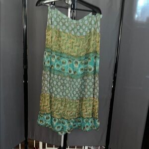 Coldwater Creek Green and Yellow Maxi Skirt